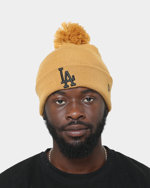 New Era Los Angeles Dodgers Pom Knit Beanie Wheat