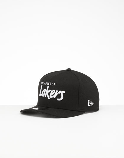 New Era Los Angeles Lakers 9FIFTY High Crown Precurved Snapback Black Script