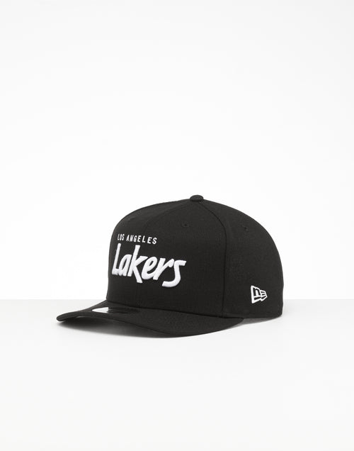 New Era Los Angeles Lakers 9FIFTY High Crown Precurved Snapback Black Script