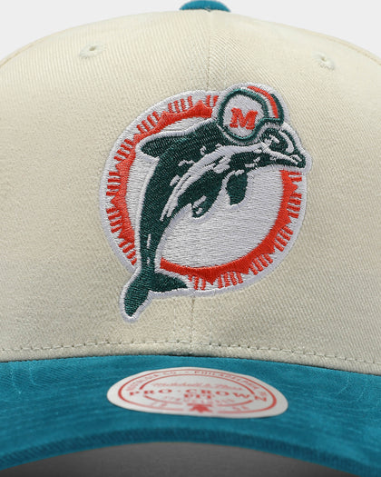 Mitchell & Ness Miami Dolphins Pro Crown Snapback Off White/Teal
