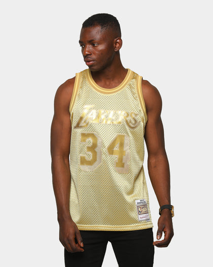 Mitchell & Ness Men's Los Angeles Lakers Shaquille O'Neal Midas SM Jersey Gold