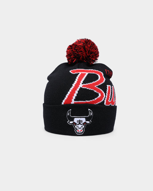 Mitchell & Ness Chicago Bulls Script Burst Pom Beanie Black