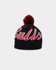 Mitchell & Ness Chicago Bulls Script Burst Pom Beanie Black