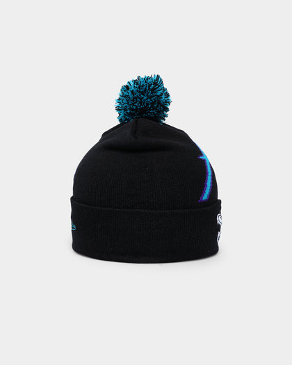 Mitchell & Ness Charlotte Hornets Script Burst Pom Beanie Black