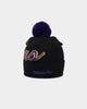 Mitchell & Ness Los Angeles Lakers Script Burst Pom Beanie Black
