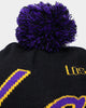 Mitchell & Ness Los Angeles Lakers Script Burst Pom Beanie Black
