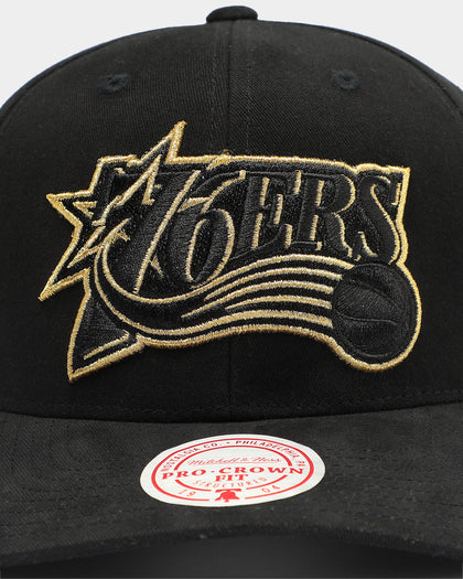 Mitchell & Ness Philadelphia 76ers Rocker Step Pro Crown Snapback Black/Gold