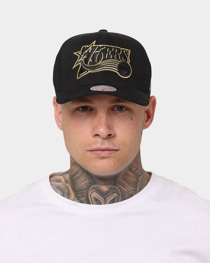 Mitchell & Ness Philadelphia 76ers Rocker Step Pro Crown Snapback Black/Gold
