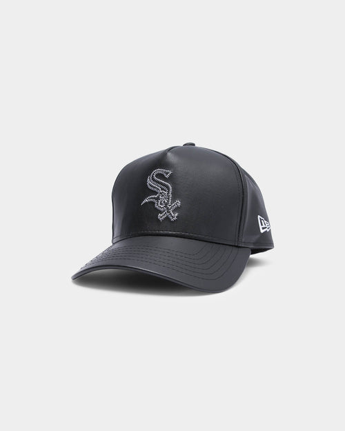 New Era Men's Chicago White Sox Leather Appliqué 9FORTY K-Frame MLB Strapback Black/White