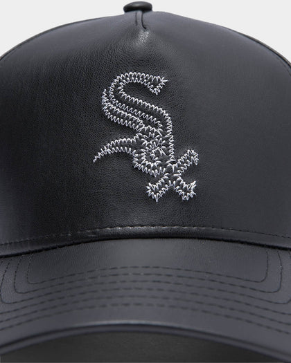 New Era Men's Chicago White Sox Leather Appliqué 9FORTY K-Frame MLB Strapback Black/White