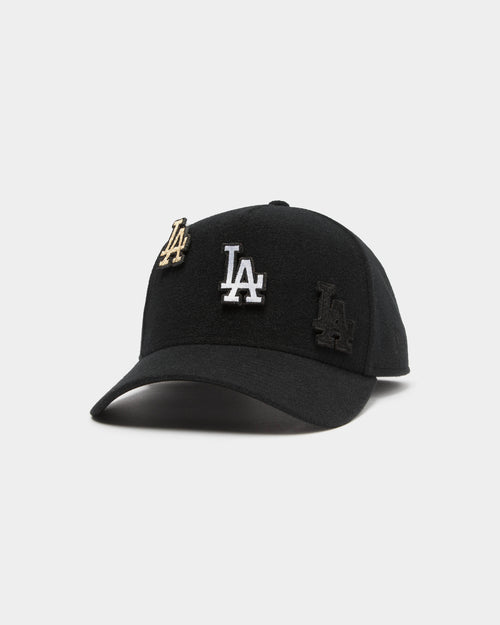 Men's New Era Los Angeles Dodgers Interchangeable Patch 9FORTY A-Frame Snapback Black