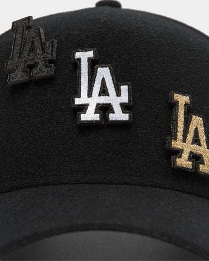 Men's New Era Los Angeles Dodgers Interchangeable Patch 9FORTY A-Frame Snapback Black