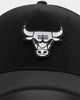 Men's New Era Chicago Bulls Interchangeable Patch 9FORTY A-Frame Snapback Black