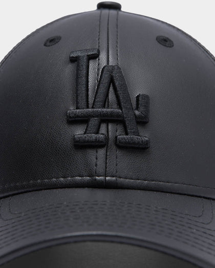 New Era Women's Los Angeles Dodgers PU Leather 9FORTY Strapback Black/Black