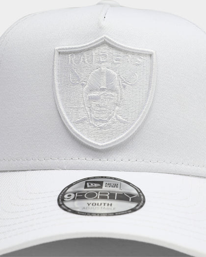New Era Youth Raiders 9FORTY A-Frame Snapback White/White