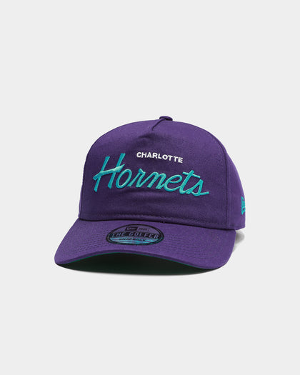 New Era Charlotte Hornets Script Old Golfer Snapback Purple