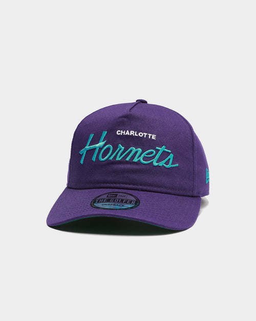 New Era Charlotte Hornets Script Old Golfer Snapback Purple
