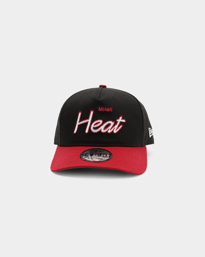 New Era Miami Heat 2-Tone Script Old Golfer Snapback Black/Maroon