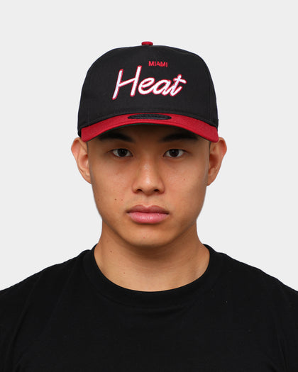 New Era Miami Heat 2-Tone Script Old Golfer Snapback Black/Maroon