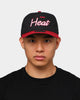 New Era Miami Heat 2-Tone Script Old Golfer Snapback Black/Maroon