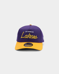 New Era Los Angeles Lakers 2-Tone Script Old Golfer Snapback Purple/Yellow