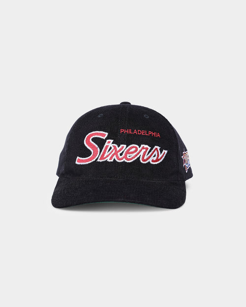 Mitchell & Ness Philadelphia 76ers Corduroy Script Deadstock Snapback Black