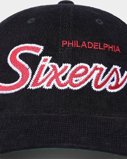Mitchell & Ness Philadelphia 76ers Corduroy Script Deadstock Snapback Black