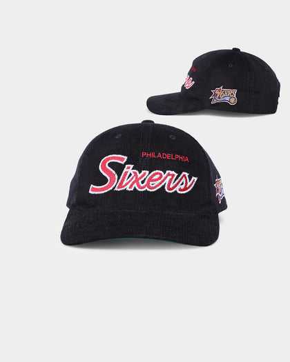 Mitchell & Ness Philadelphia 76ers Corduroy Script Deadstock Snapback Black