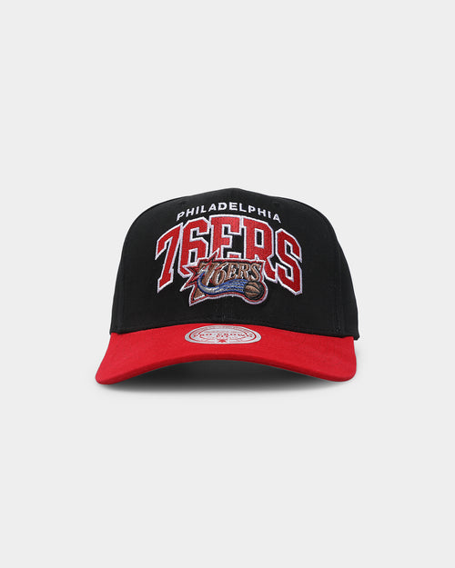 Mitchell & Ness Philadelphia 76ers 'Black Team Arch Design' Pro Crown Snapback Black/Red