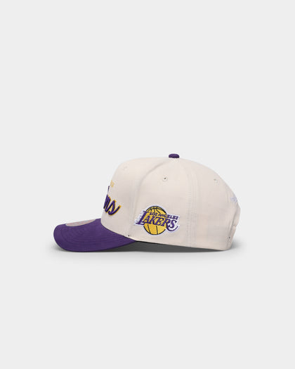 Mitchell & Ness Los Angeles Lakers "Cream Team Script" Pro Crown Snapback Cream