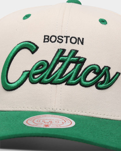 Mitchell & Ness Boston Celtics "Cream Team Script" Pro Crown Snapback Cream