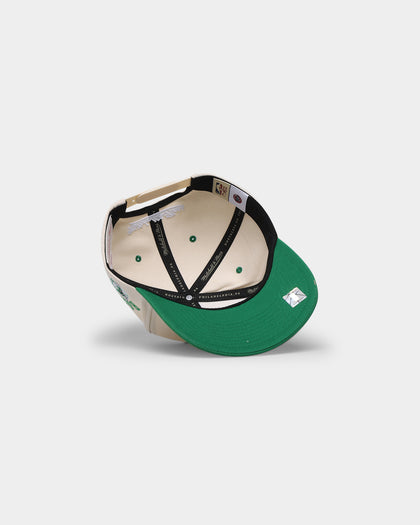 Mitchell & Ness Boston Celtics "Cream Team Script" Pro Crown Snapback Cream