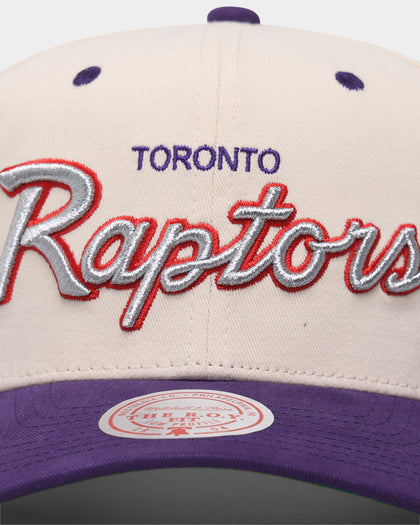 Mitchell & Ness Toronto Raptors "Cream Team Script" Pro Crown Snapback Cream