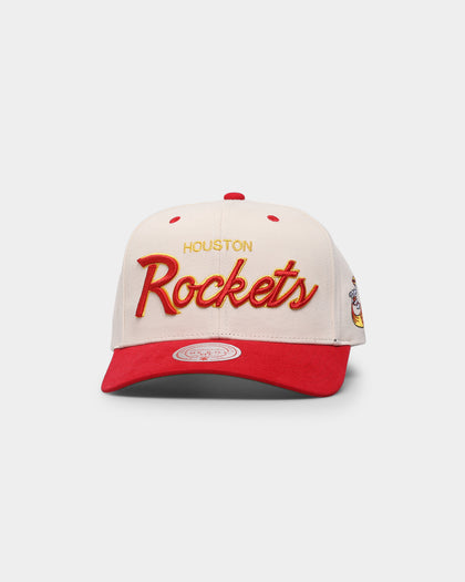 Mitchell & Ness Houston Rockets "Cream Team Script" Pro Crown Snapback Cream