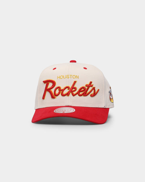 Mitchell & Ness Houston Rockets "Cream Team Script" Pro Crown Snapback Cream