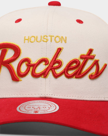 Mitchell & Ness Houston Rockets "Cream Team Script" Pro Crown Snapback Cream
