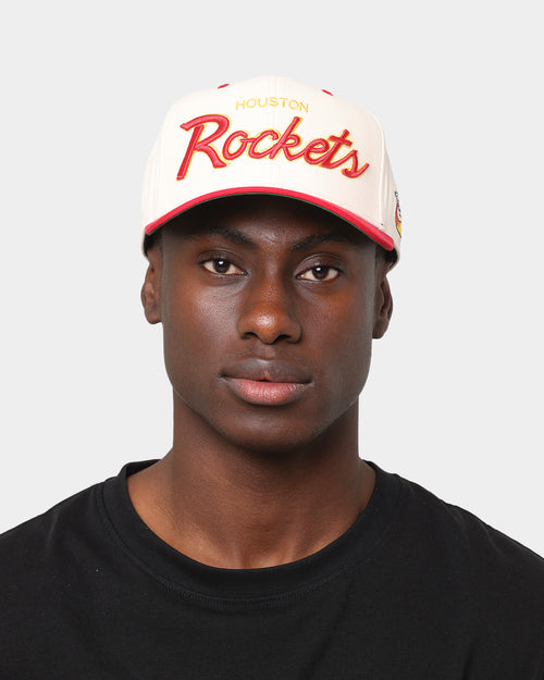Mitchell & Ness Houston Rockets "Cream Team Script" Pro Crown Snapback Cream