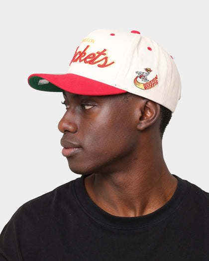 Mitchell & Ness Houston Rockets "Cream Team Script" Pro Crown Snapback Cream