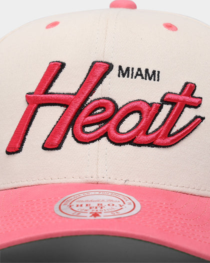 Mitchell & Ness Miami Heat "Cream Team Script" Pro Crown Snapback Cream
