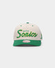Mitchell & Ness Seattle Sonics "Cream Team Script" Pro Crown Snapback Cream