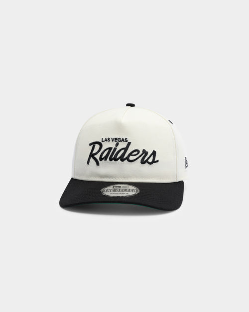 New Era Las Vegas Raiders Off White Script Old Golfer Snapback Off White