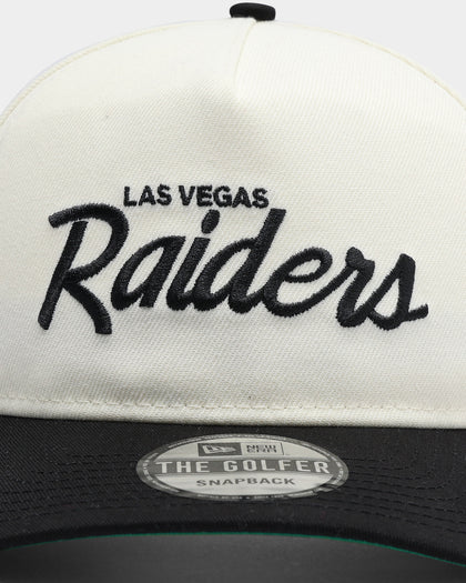 New Era Las Vegas Raiders Off White Script Old Golfer Snapback Off White
