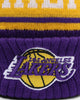 New Era Los Angeles Lakers Team Stripe Script Pom Beanie Team