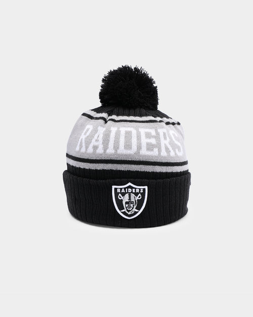 New Era Las Vegas Raiders Team Stripe Script Pom Beanie Team