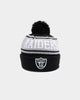 New Era Las Vegas Raiders Team Stripe Script Pom Beanie Team