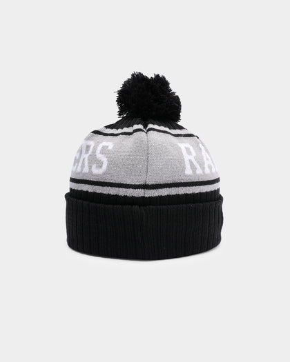 New Era Las Vegas Raiders Team Stripe Script Pom Beanie Team