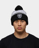 New Era Las Vegas Raiders Team Stripe Script Pom Beanie Team