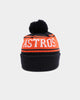 New Era Houston Astros Team Stripe Script Pom Beanie Team