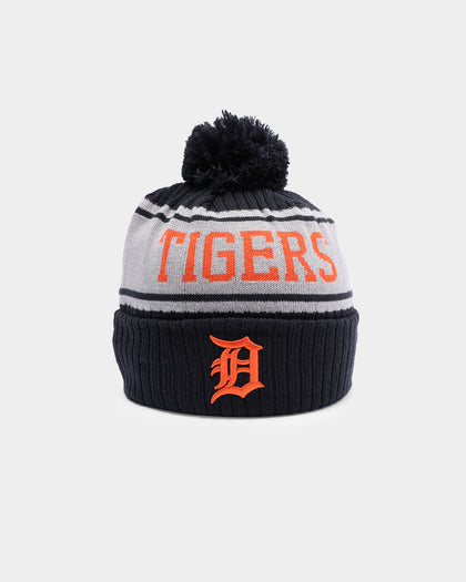 New Era Detroit Tigers Team Stripe Script Pom Beanie Team