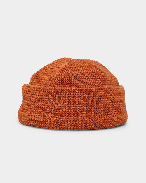 New Era Waffle Knit Thin Fisherman Beanie Burnt Orange